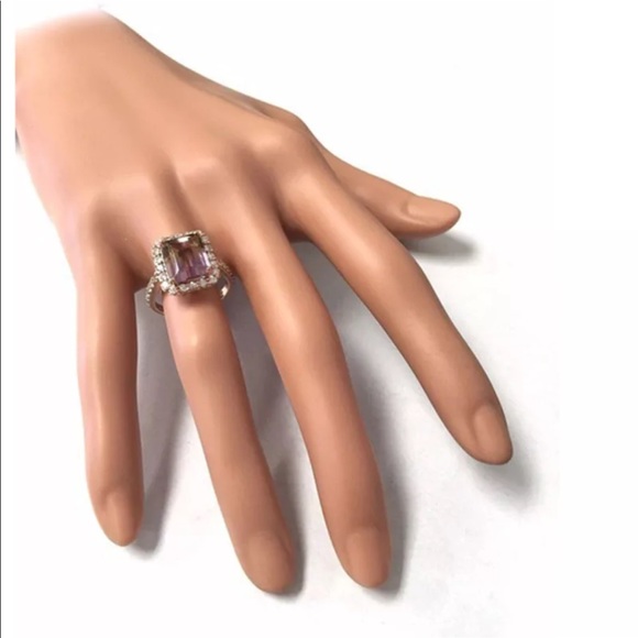 14k rose gold grade pink yellow topaz ring - Picture 7 of 8